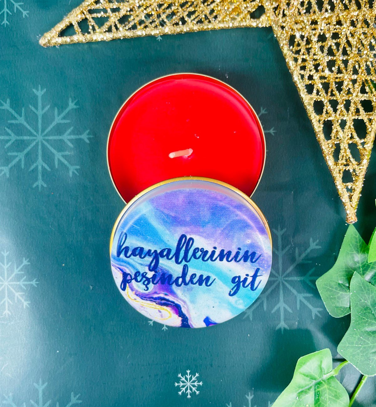 Hayallerinin Peşinden Git Tasarımlı Kokulu Teneke MumgiftmodaGmmum0018