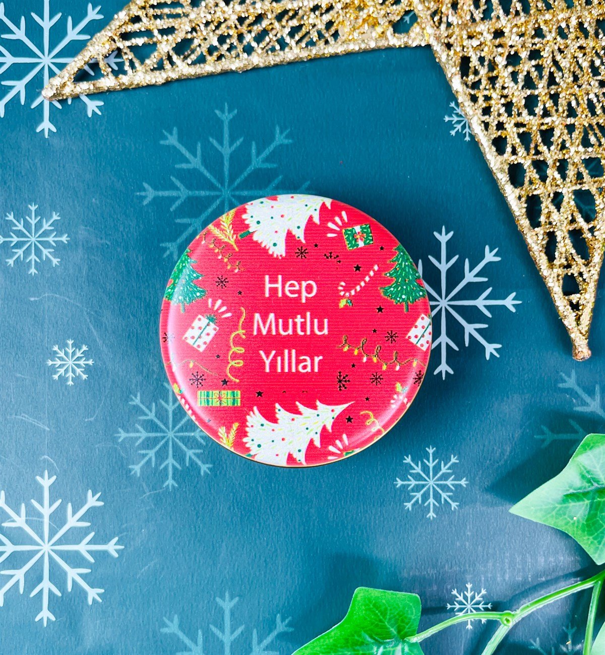 Hep Mutlu Yıllar Tasarımlı Kokulu Teneke MumgiftmodaGmmum0010