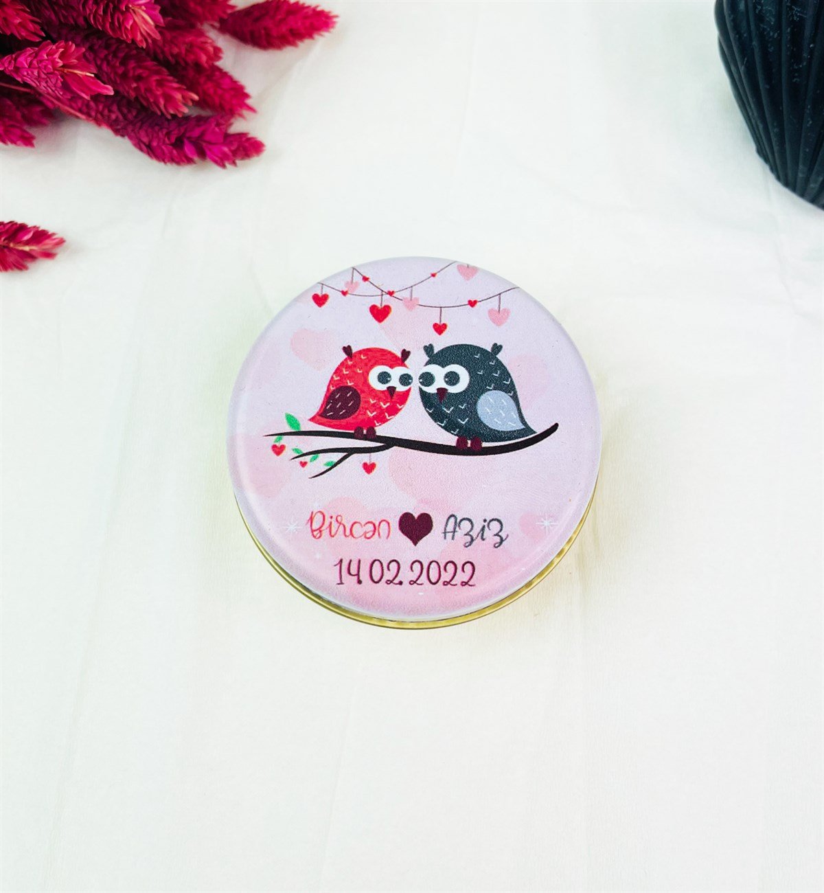 Kişiye Özel Baykuş Tasarımlı Kokulu Teneke MumgiftmodaGmmum0036