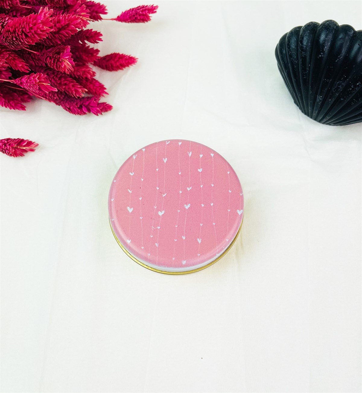 Işıltılı Kalp Tasarımlı Kokulu Teneke MumgiftmodaGmmum0037