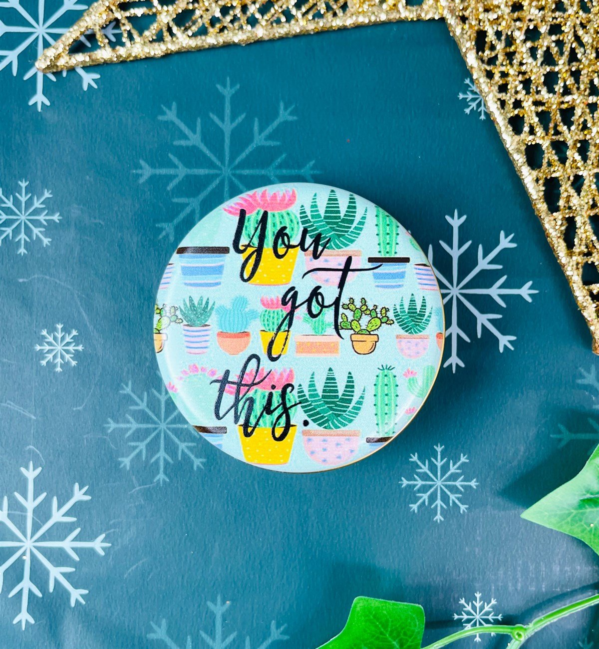 Kaktüs Motto Tasarımlı Kokulu Teneke MumgiftmodaGmmum0005