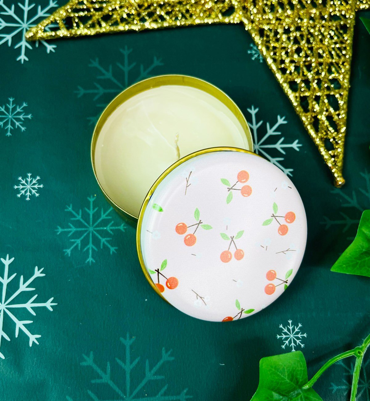 Kiraz Tasarımlı Kokulu Teneke MumgiftmodaGmmum0029