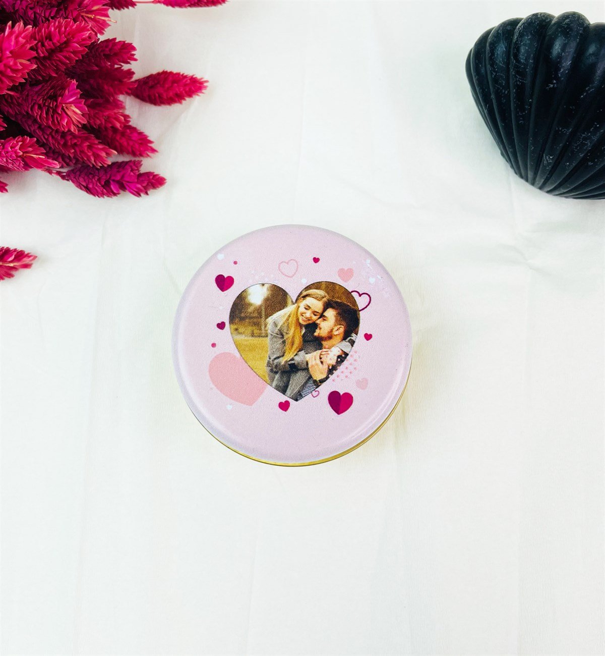 Kişiye Özel Kalp Tasarımlı Kokulu Teneke MumgiftmodaGmmum0035