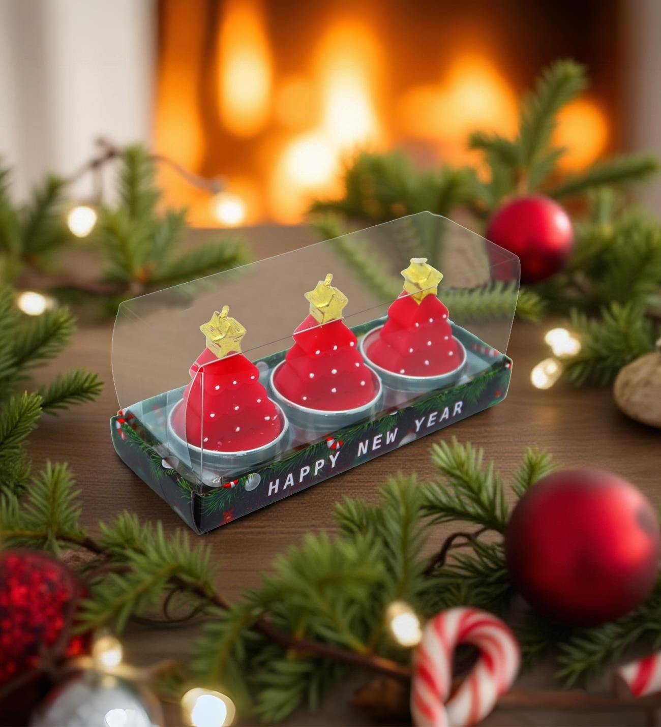 3'lü Yılbaşı Temalı Dekoratif Mum SetigiftmodaBM-1727