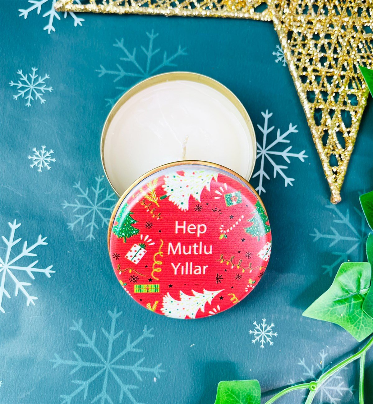 Hep Mutlu Yıllar Tasarımlı Kokulu Teneke MumgiftmodaGmmum0010