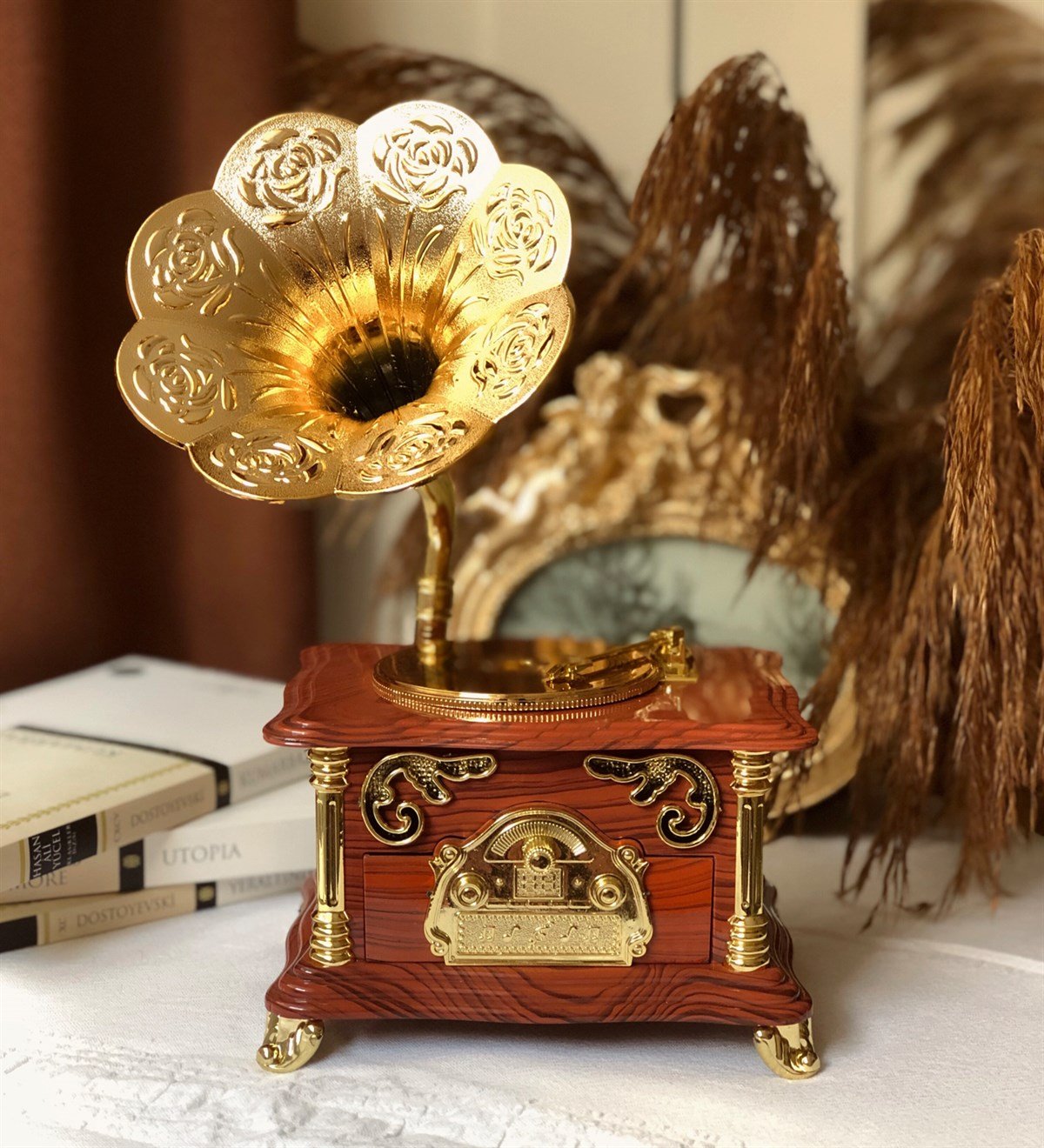 Nostaljiik Gold Detaylı Gramafon GiftmodaGm-4006