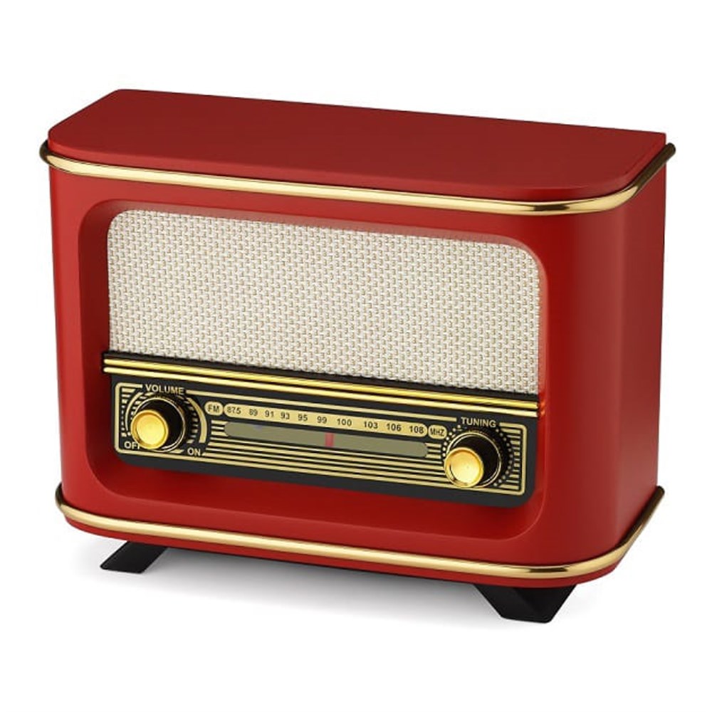 Nostaljik Görünümlü İstanbul Tasarımlı Ahşap Radyo KırmızıGiftmodaist-kırmızı-nos-rdy