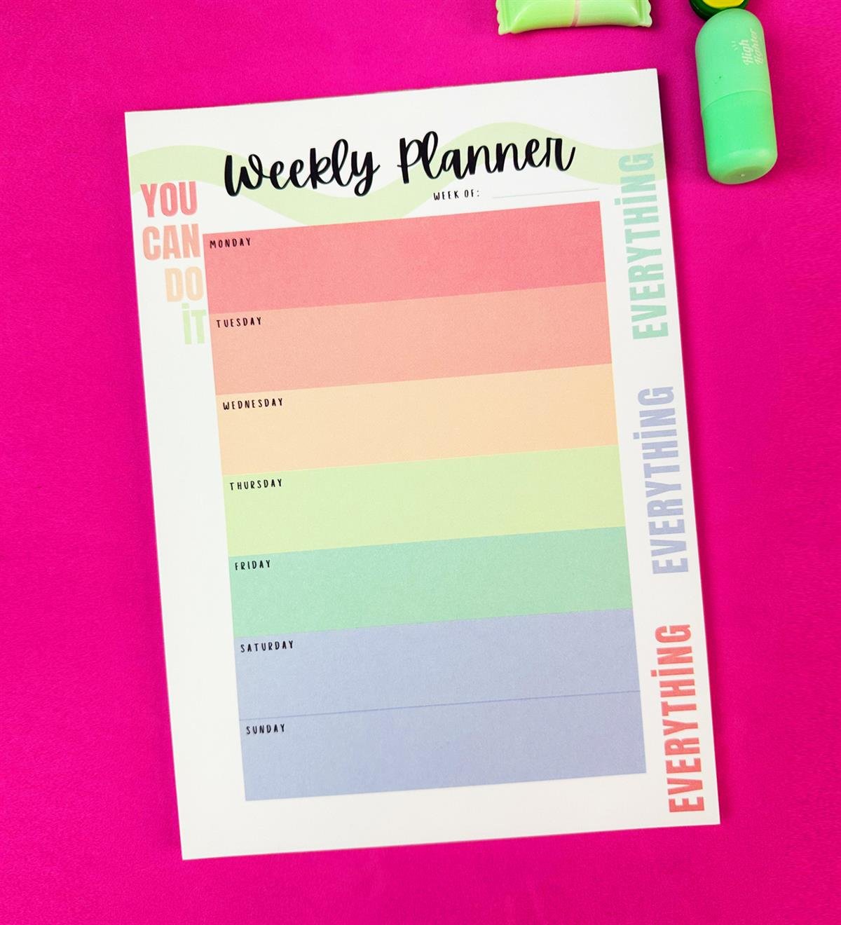 Renkli Motto Tasarımlı Klavye Önü Haftalık PlanlayıcıgiftmodaBAM-1031-2	