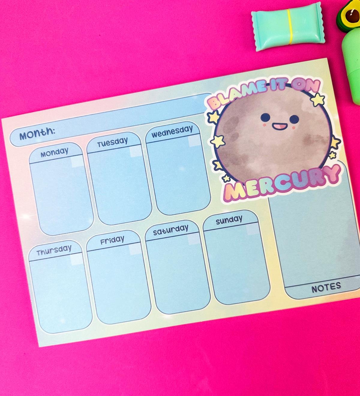 Merkür Tasarımlı Klavye Önü Haftalık PlanlayıcıgiftmodaBAM-1031-8