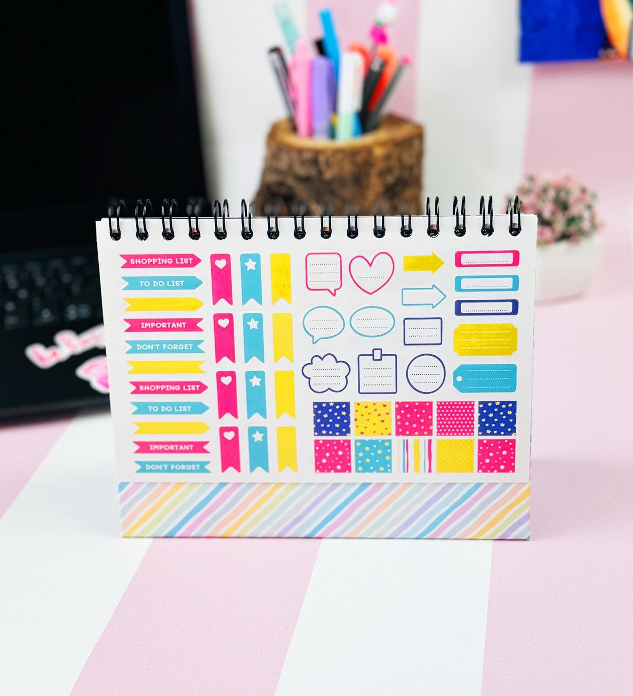 Hayallerinin Peşinden Git Tasarımlı Yeni Nesil Masa Üsü Planner 2 Sayfa StickergiftmodaBam-1227-4