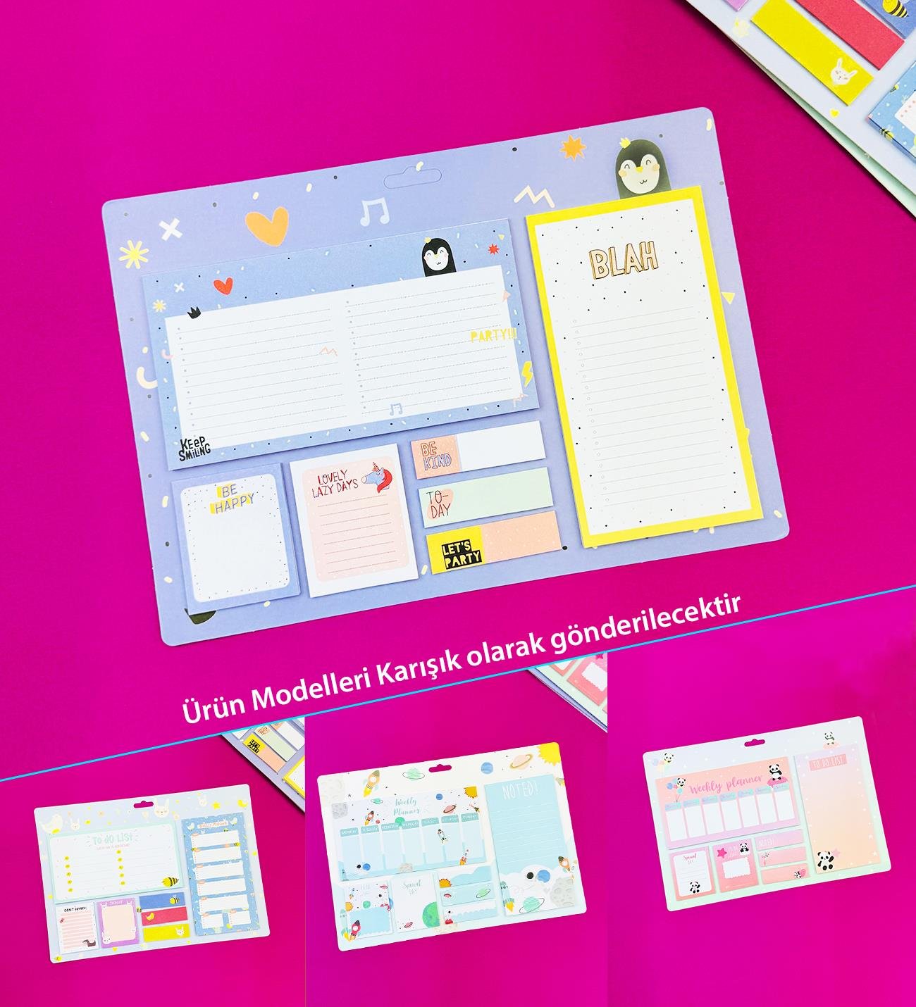 Renkli Desenli Weekly PlannergiftmodaBm-1324