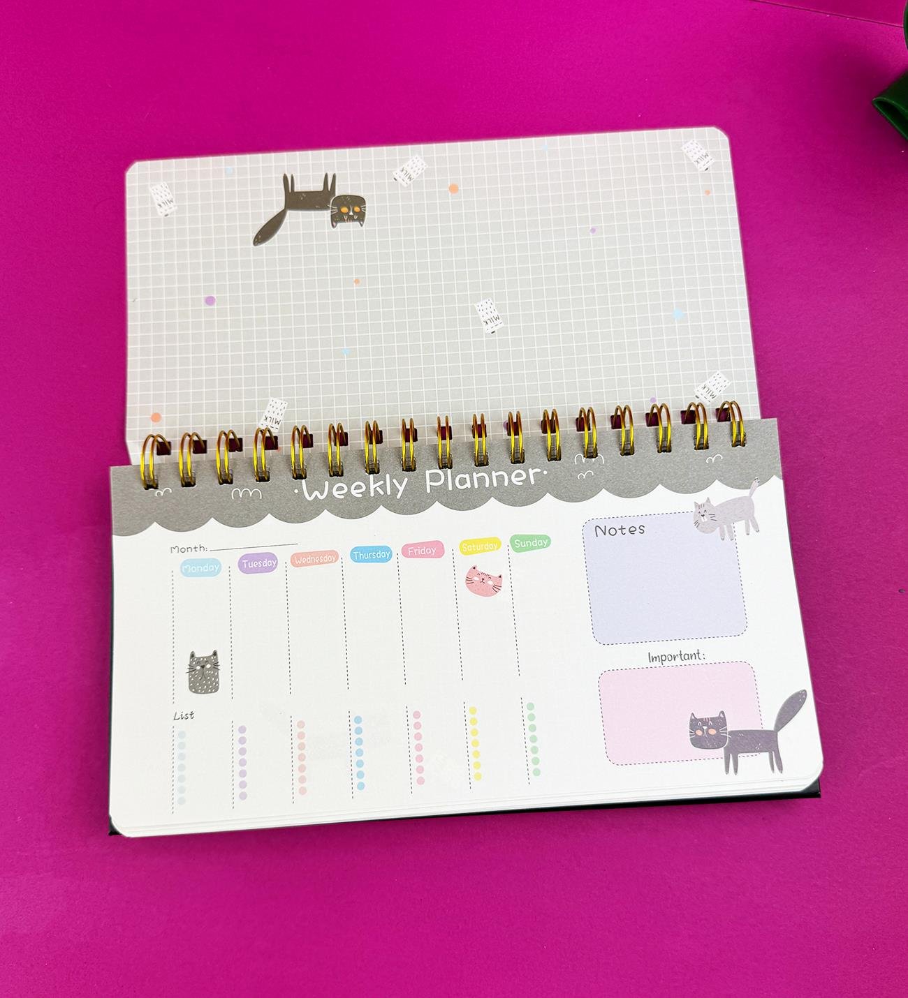 Kedi Desenli Masa Üstü Tarihsiz PlanlayıcıgiftmodaBM-1541