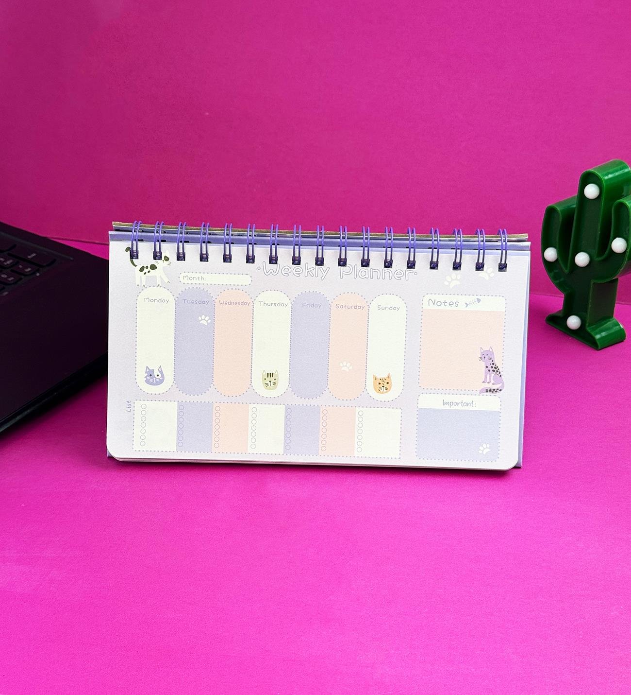 Kedi Desenli Masa Üstü Tarihsiz PlanlayıcıgiftmodaBM-1541