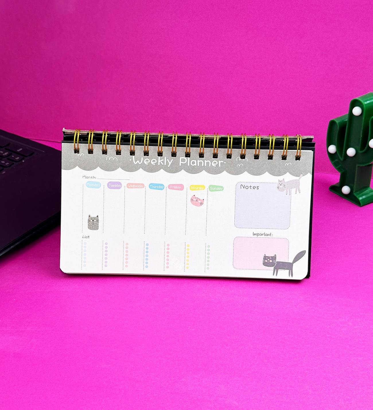 Kedi Desenli Masa Üstü Tarihsiz PlanlayıcıgiftmodaBM-1541