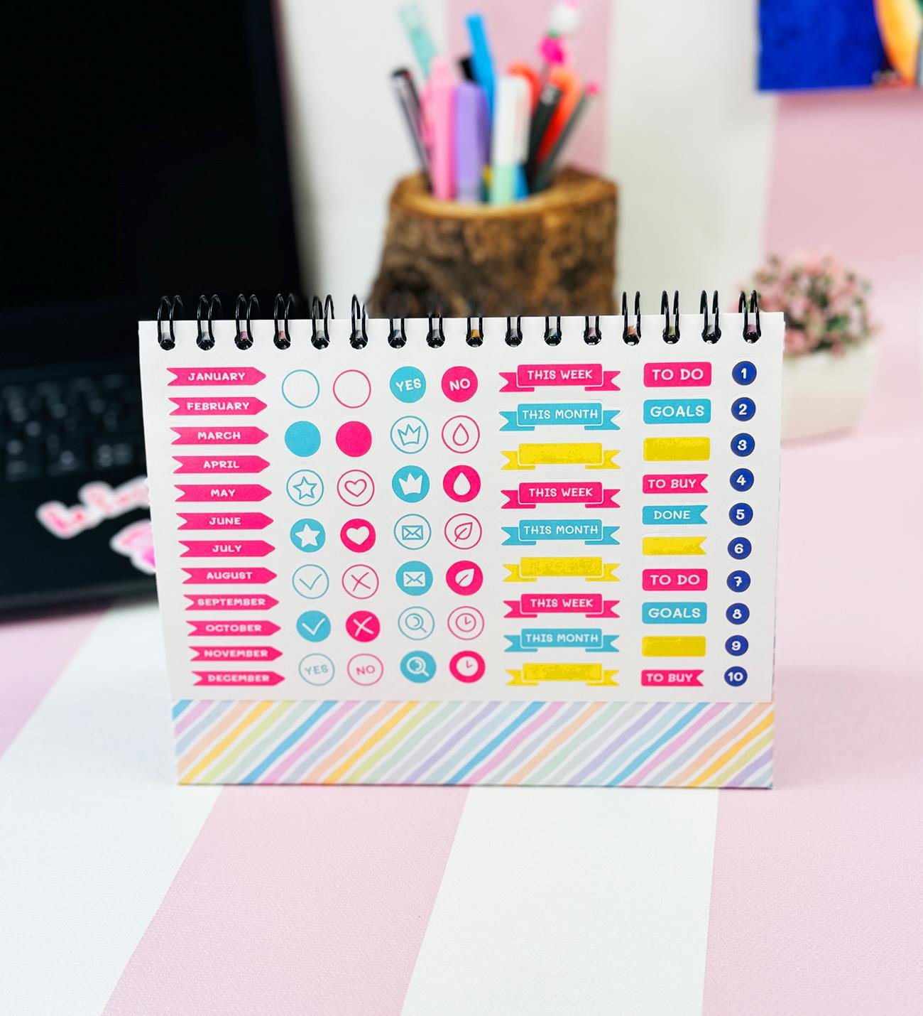 Believe İn Your Dreams Çilek Tasarımlı Yeni Nesil Masa Üsü Planner 2 Sayfa StickergiftmodaBam-1227-6