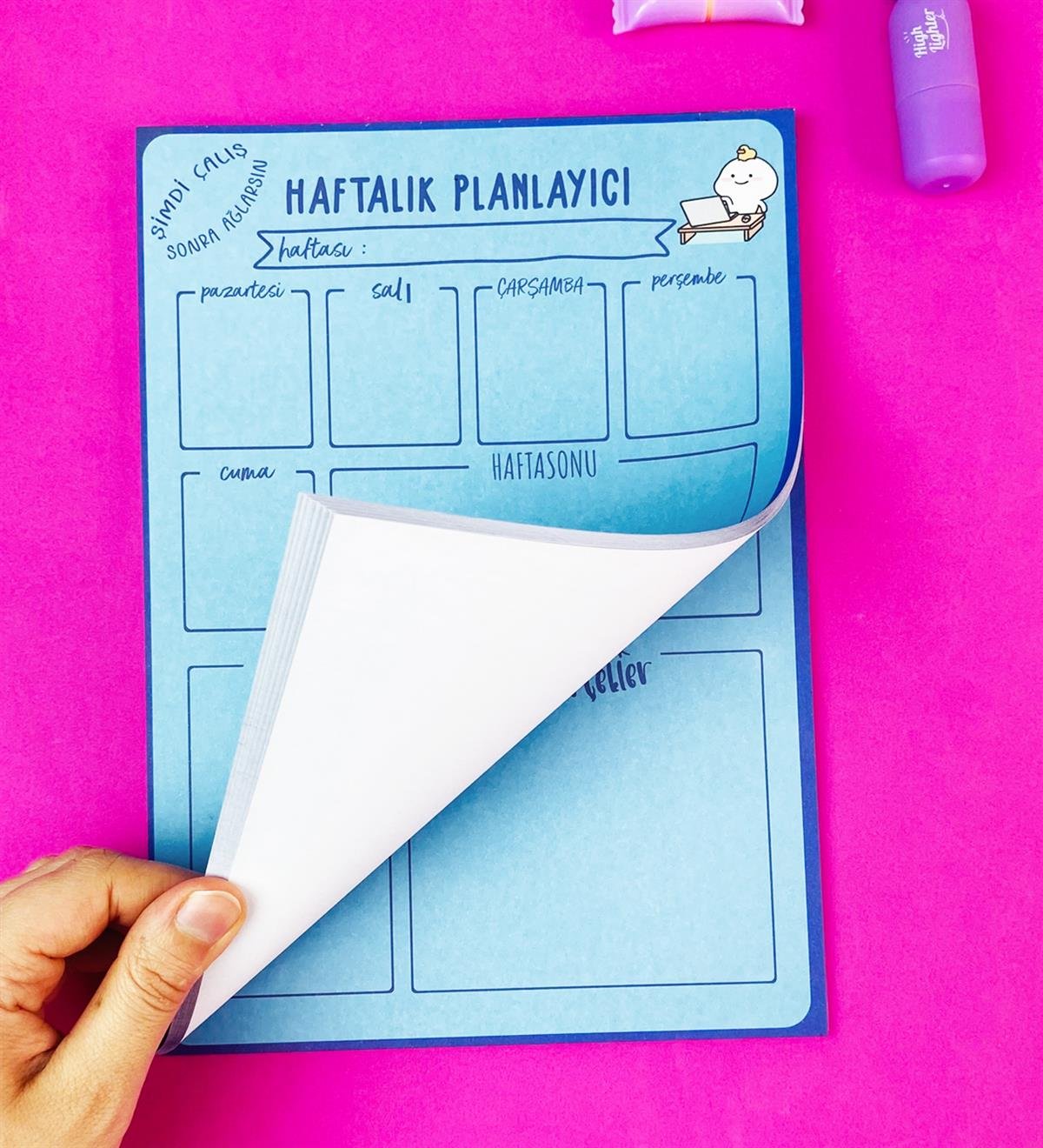 Şimdi Çalış Sonra Ağlarsın Tasarımlı Klavye Önü Haftalık PlanlayıcıgiftmodaBAM-1031-3	