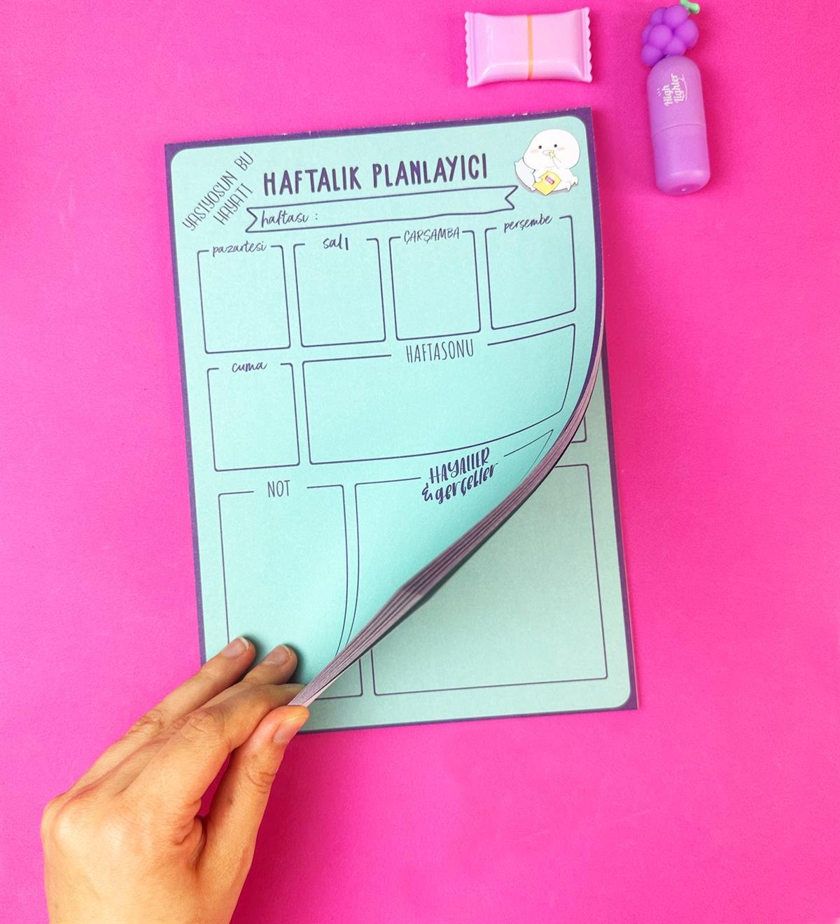 Yaşıyosun Bu Hayatı Tasarımlı Klavye Önü Haftalık PlanlayıcıgiftmodaBAM-1031-9	