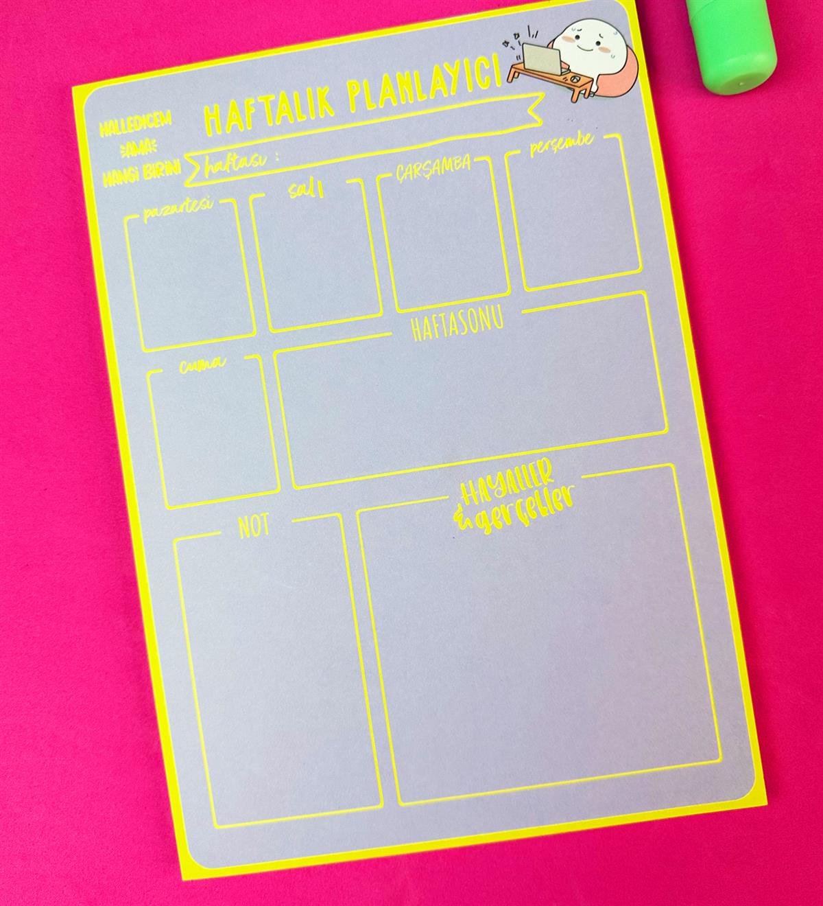 Halledicem Ama Hangi Birini Tasarımlı Klavye Önü Haftalık PlanlayıcıgiftmodaBAM-1031-12	