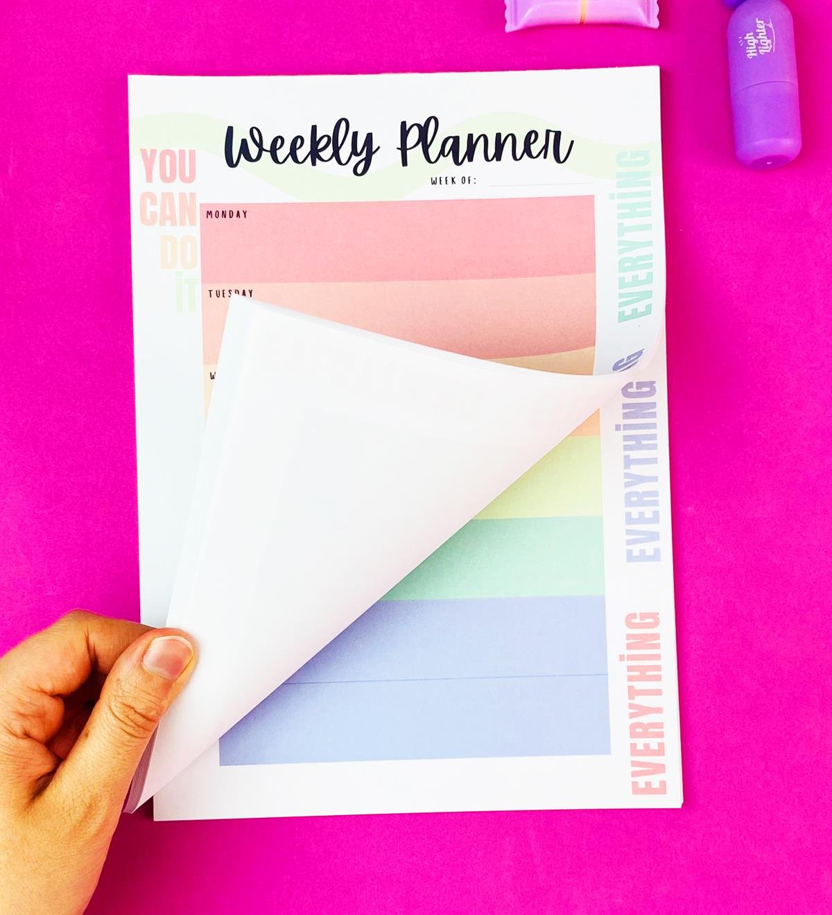 Renkli Motto Tasarımlı Klavye Önü Haftalık PlanlayıcıgiftmodaBAM-1031-2	