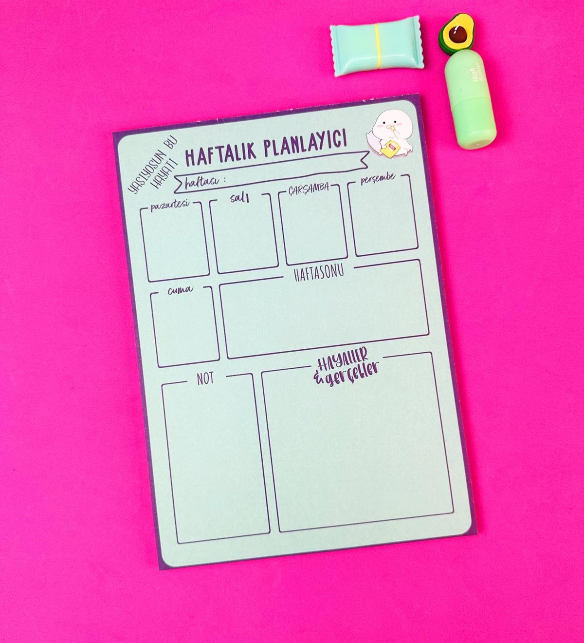 Yaşıyosun Bu Hayatı Tasarımlı Klavye Önü Haftalık PlanlayıcıgiftmodaBAM-1031-9	