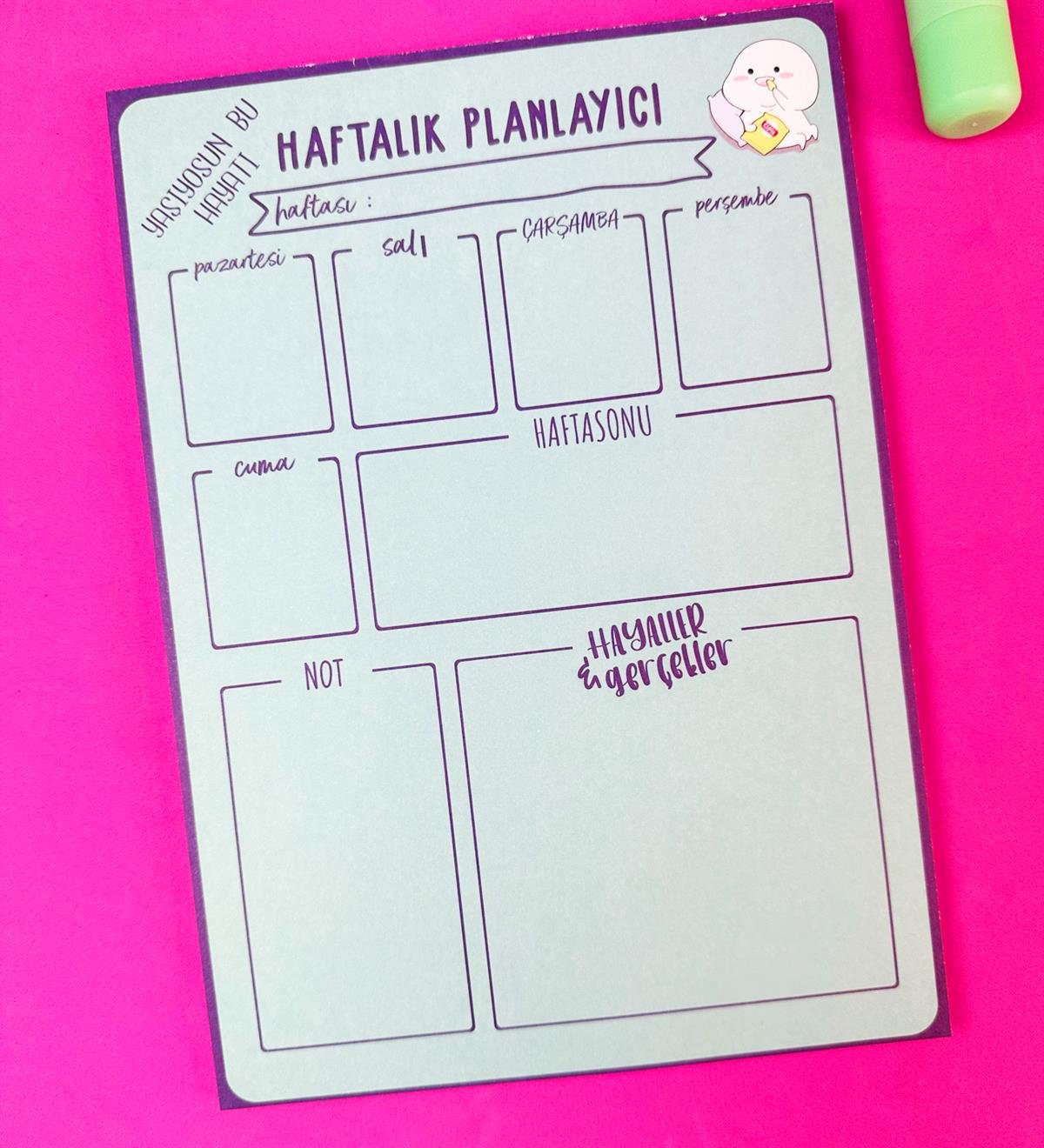 Yaşıyosun Bu Hayatı Tasarımlı Klavye Önü Haftalık PlanlayıcıgiftmodaBAM-1031-9	