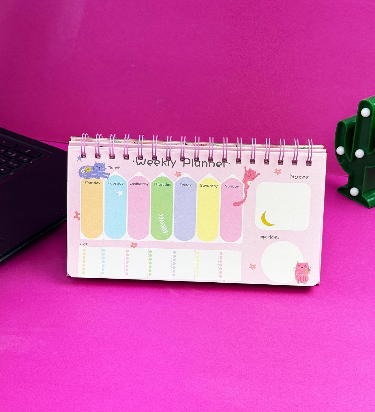 Kedi Desenli Masa Üstü Tarihsiz PlanlayıcıgiftmodaBM-1541