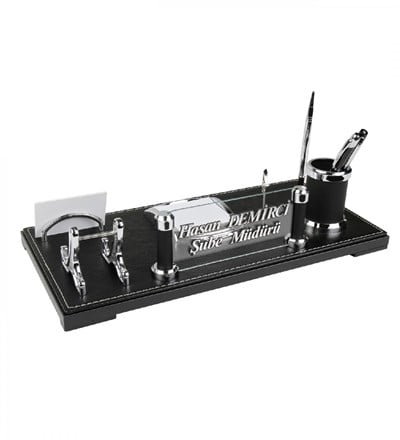 Siyah Kabartma Yazılı Vip Ofis Masa Üstü İsimliği Seti