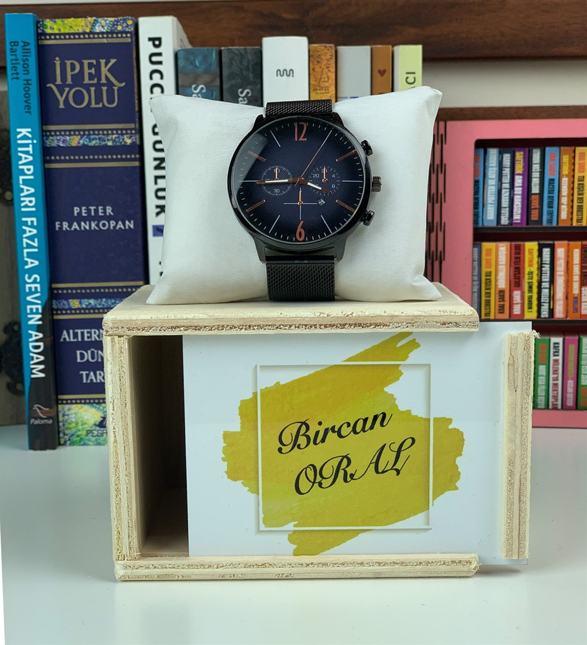 Siyah Kadranlı Hasır Kordonlu Saat GiftmodaSaat-hasır