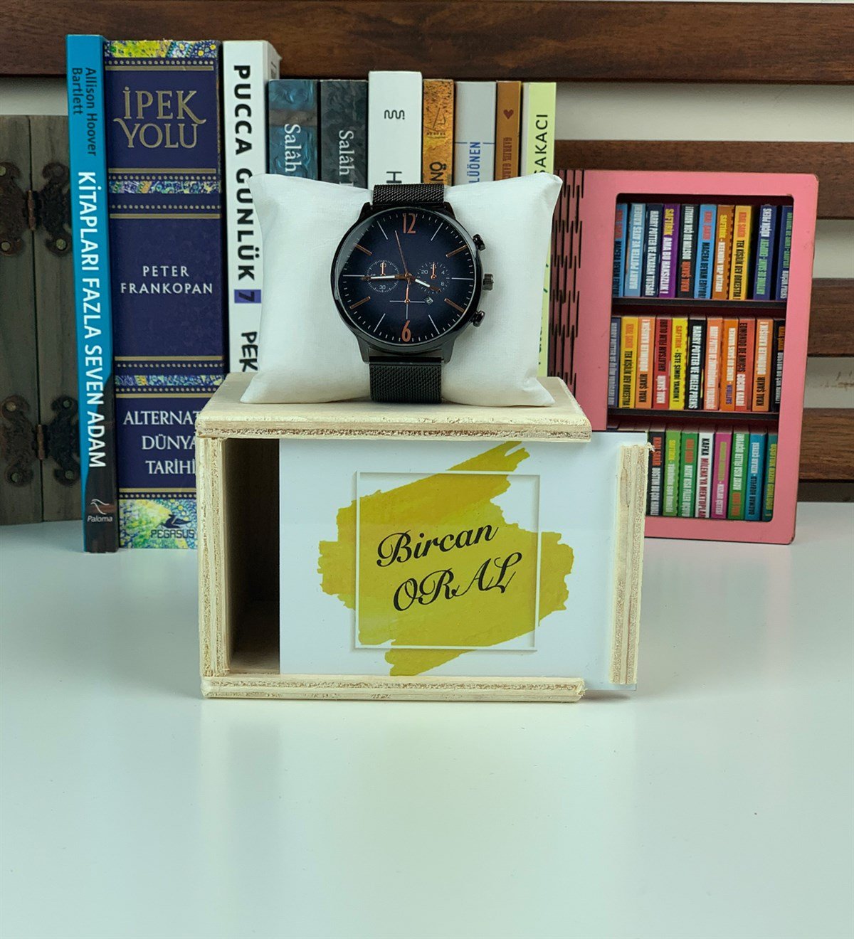 Siyah Kadranlı Hasır Kordonlu Saat GiftmodaSaat-hasır