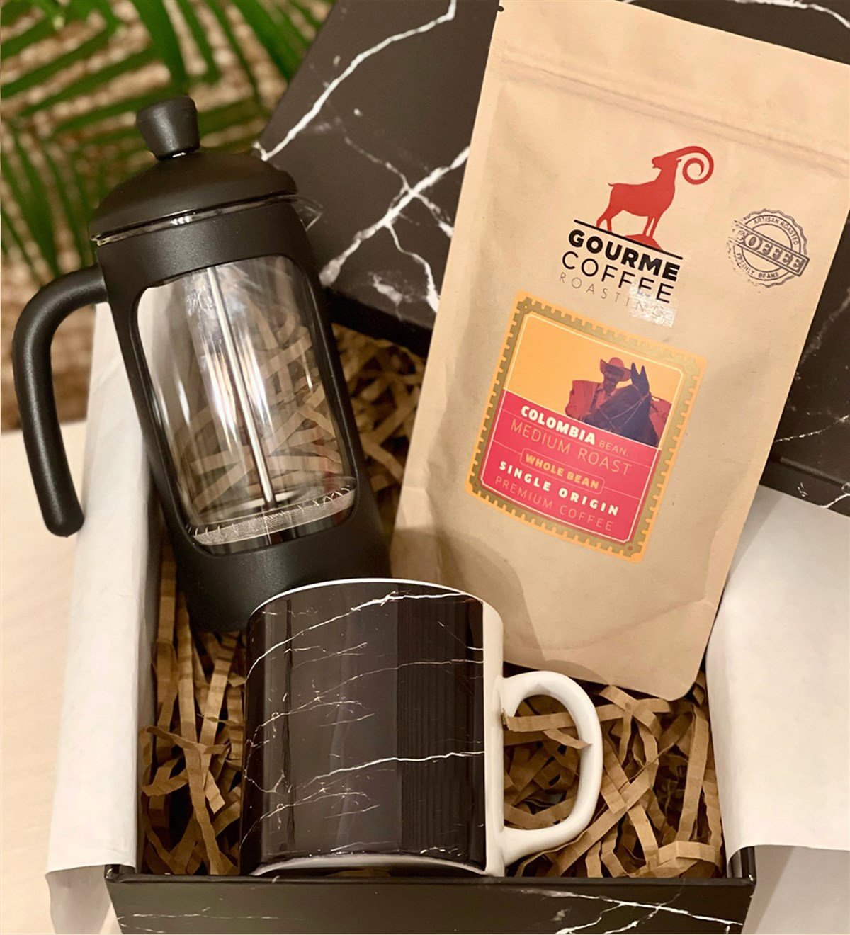 Siyah Mermer French Press & Filtre Kahveli Sevgiliye Hediye SetiGiftmodaGmhs100256