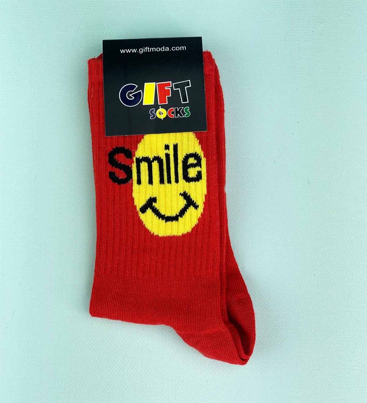 Smile Tasarımlı Beyaz ÇorapGiftmodaSmile-Çorap