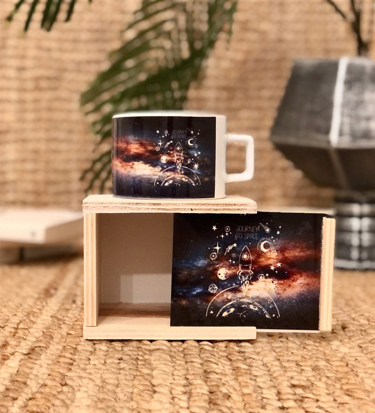 Space Roket Tasarımlı Kutulu Kupa GiftmodaGmkp100017
