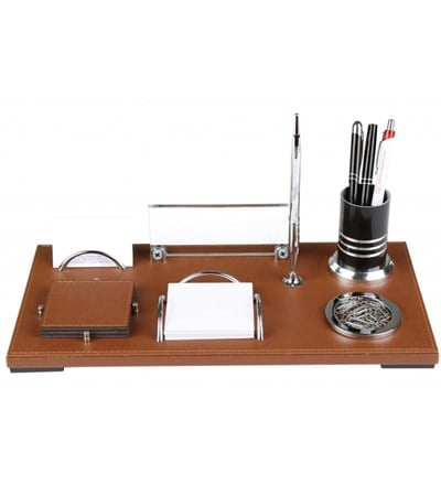 Taba Renk Deri Vip Ofis Masa Üstü İsimlik Seti