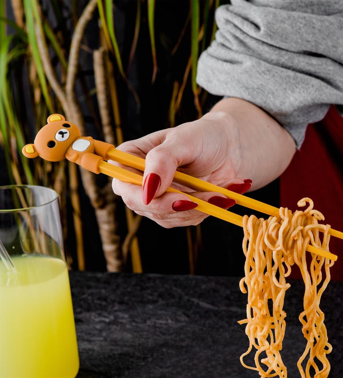 Renkli Öğrenme Aparatlı Chopstick Ve Noodle Makarna Tabağı SetgiftmodaGmtbk000001