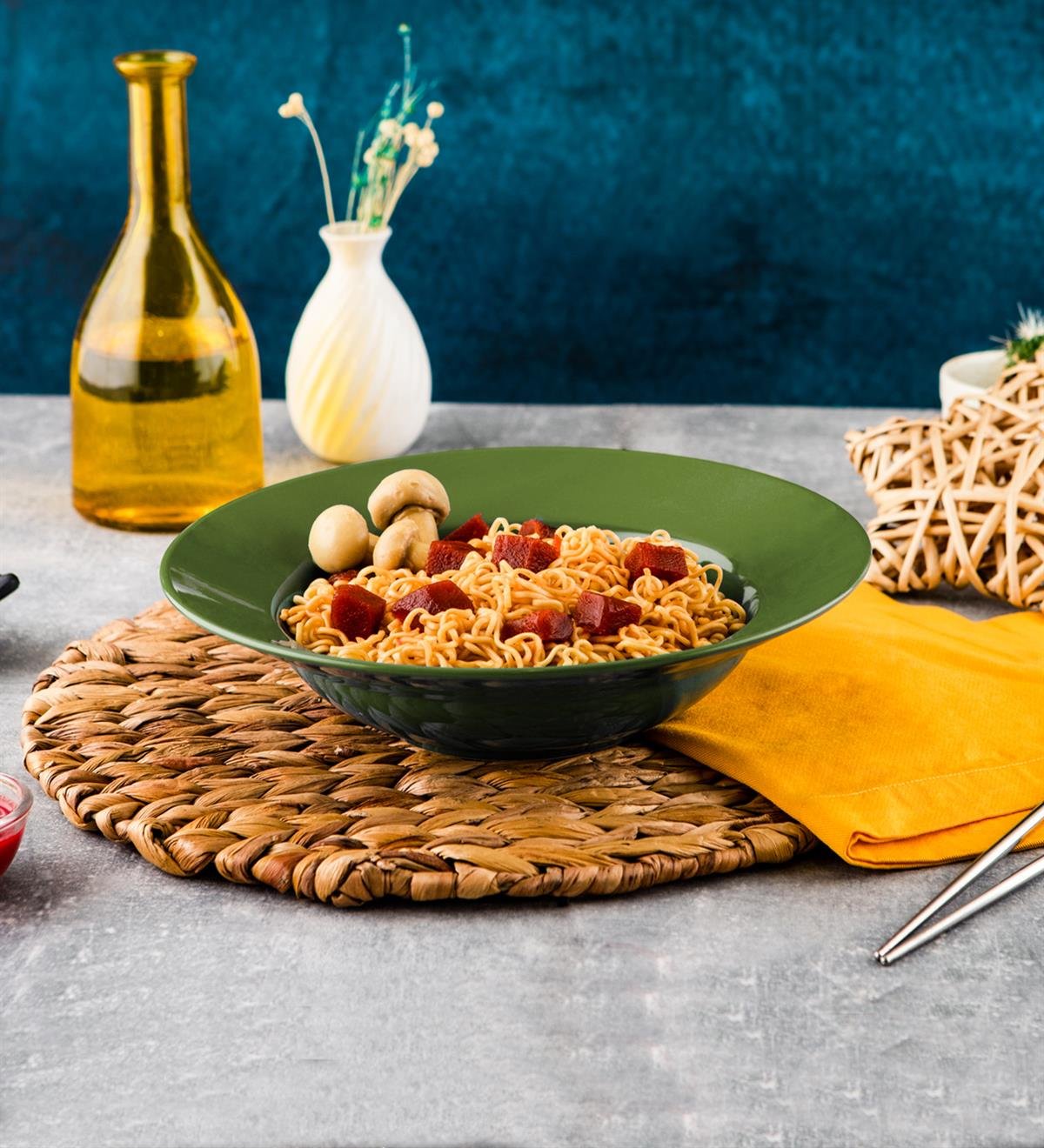 Renkli Öğrenme Aparatlı Chopstick Ve Noodle Makarna Tabağı SetgiftmodaGmtbk000001