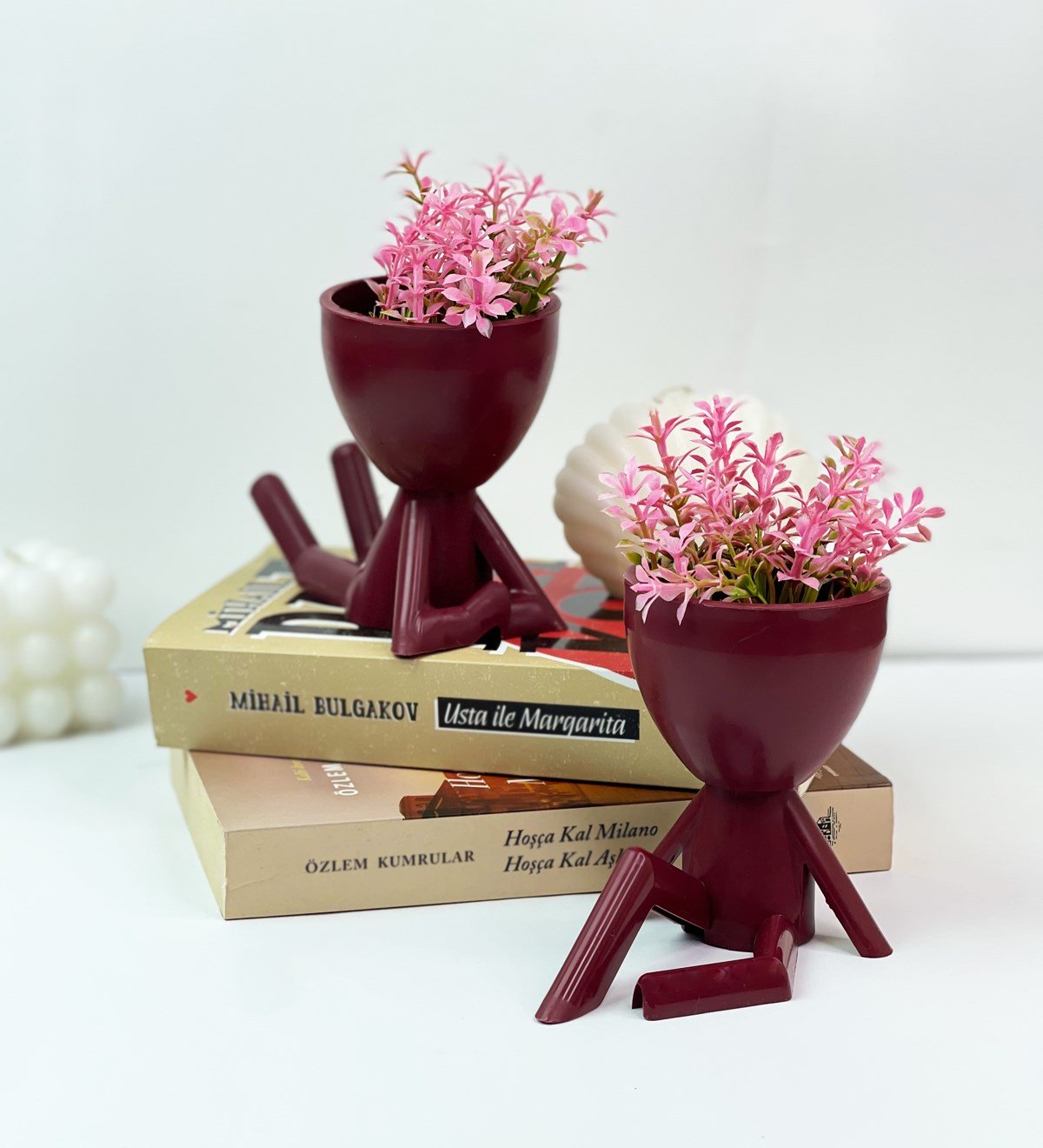 2'li Uzanan Figür Saksıda Yapay ÇiçekgiftmodaGmc10002-Uzanan