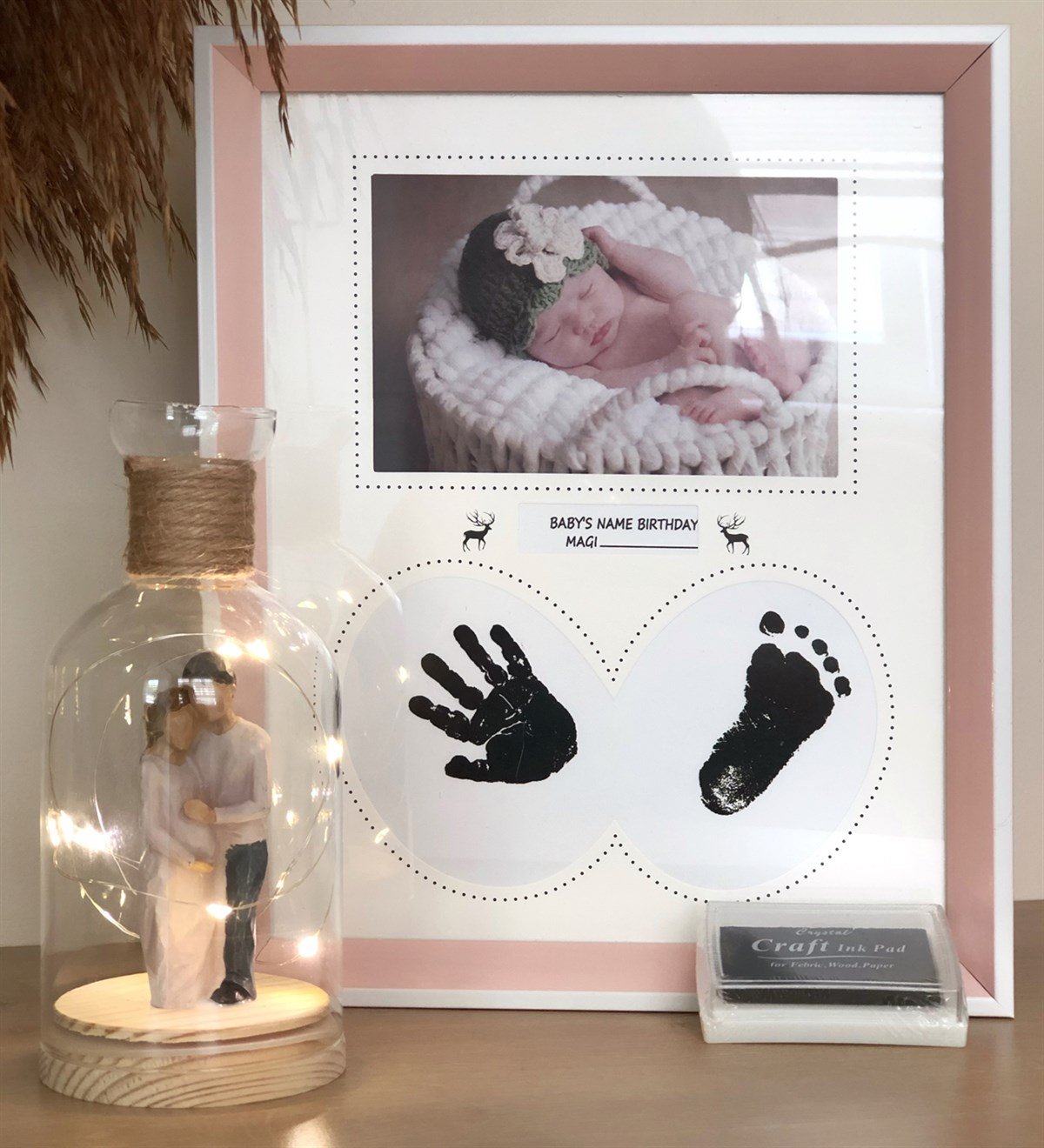 Yeni Doğan Bebek Çerçeve Ve Işıklı Biblo SetGiftmodagm-2111-GM-2532-Set