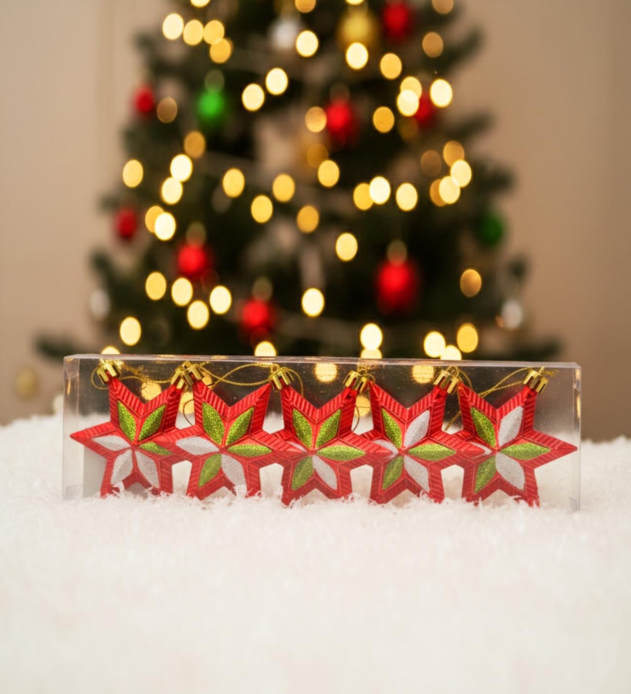 Yılbaşı Yıldız Şeklinde Ağaç Süsü – 6 AdetgiftmodaBM-1762	