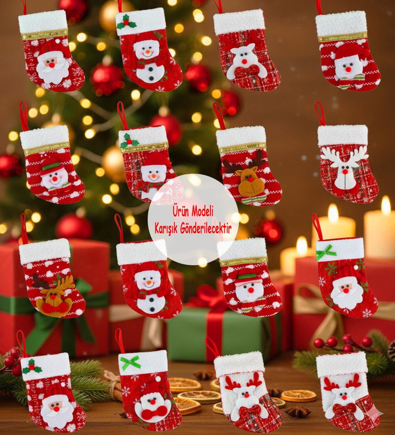 Yılbaşı Desenli Orta Boy Çorap Yılbaşı SüsügiftmodaBM-1739	