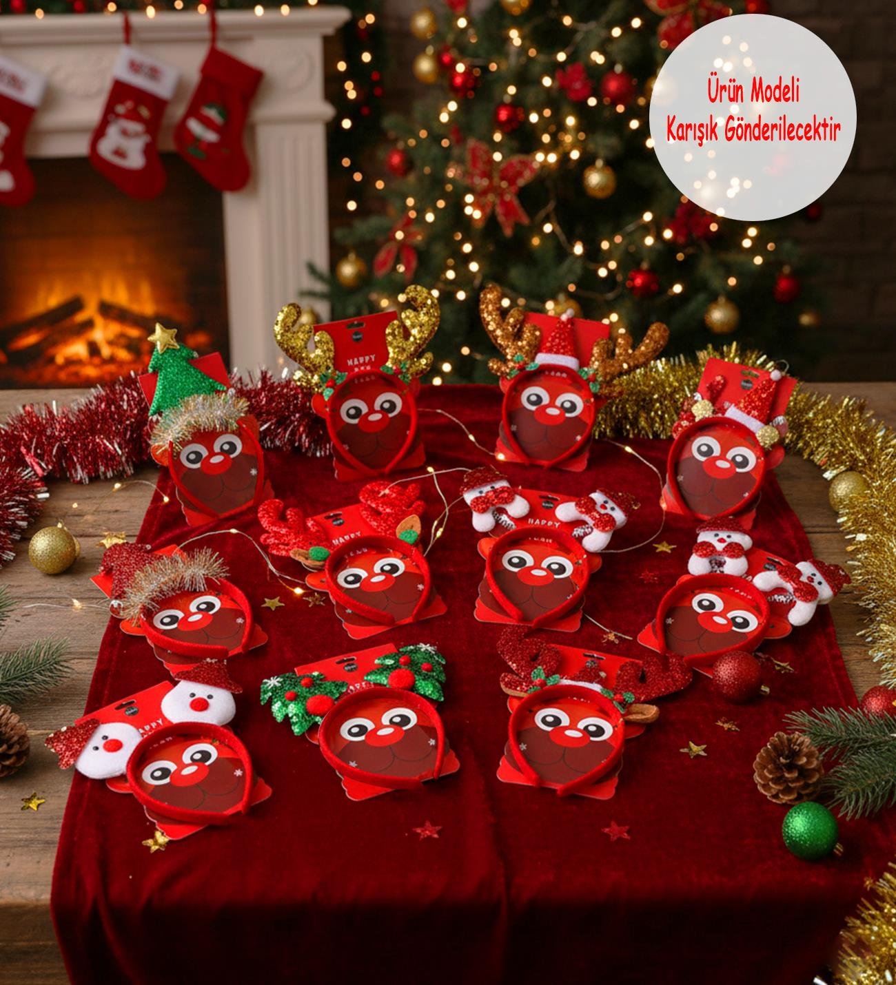 Yılbaşı Temalı Karışık Renk TaçgiftmodaBM-1737	