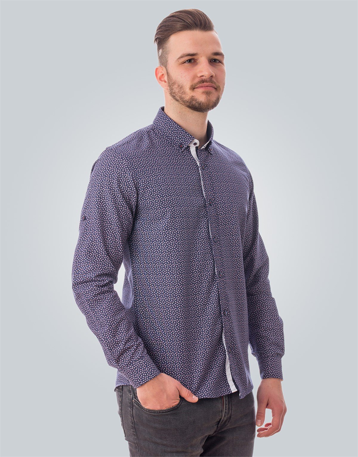 SLIM FIT LONG SLV OLD   GÖMLEK SLIM FIT PRINTED - SIMPLE