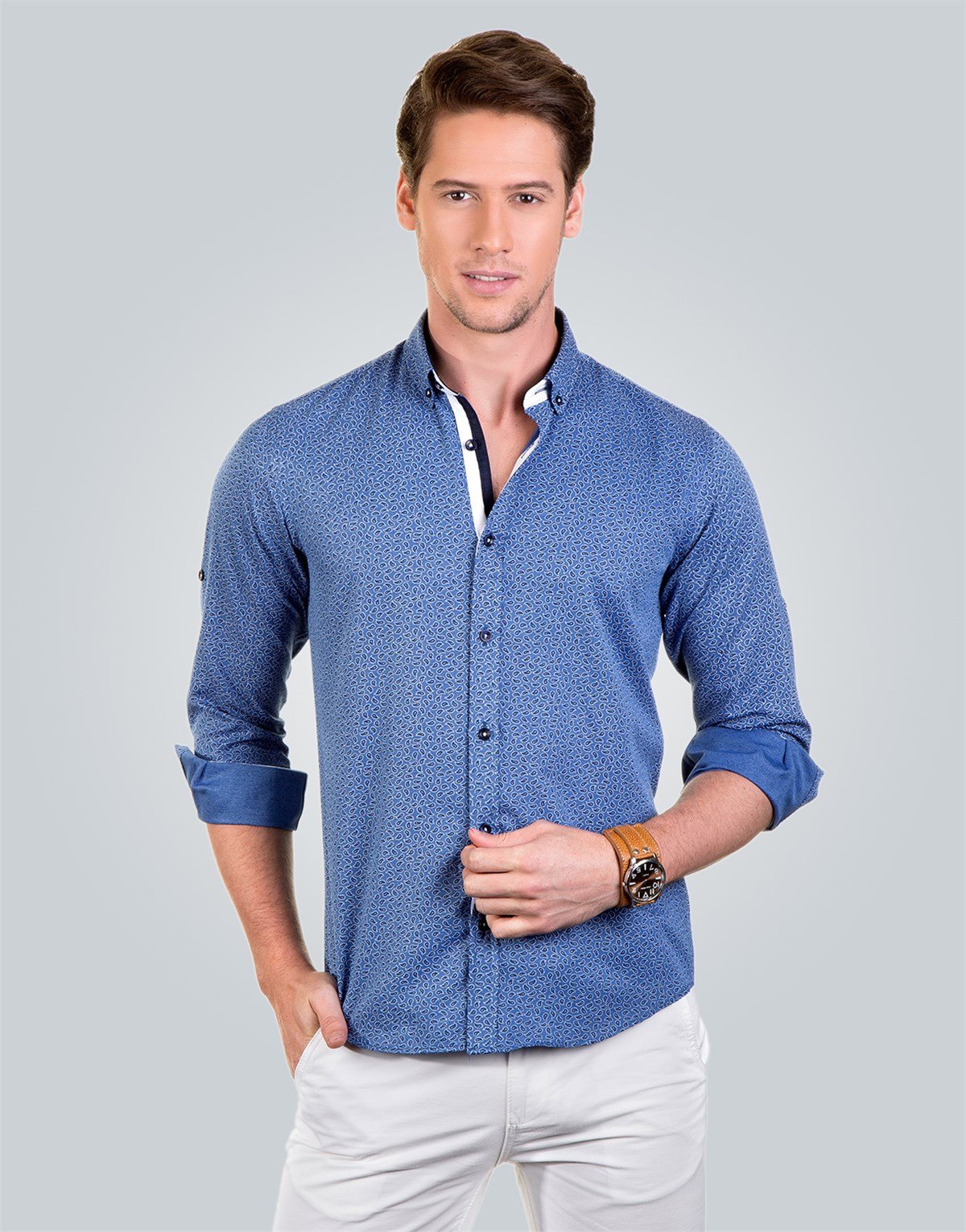 SLIM FIT LONG SLV OLD   GÖMLEK SLIM FIT PRINTED - SIMPLE