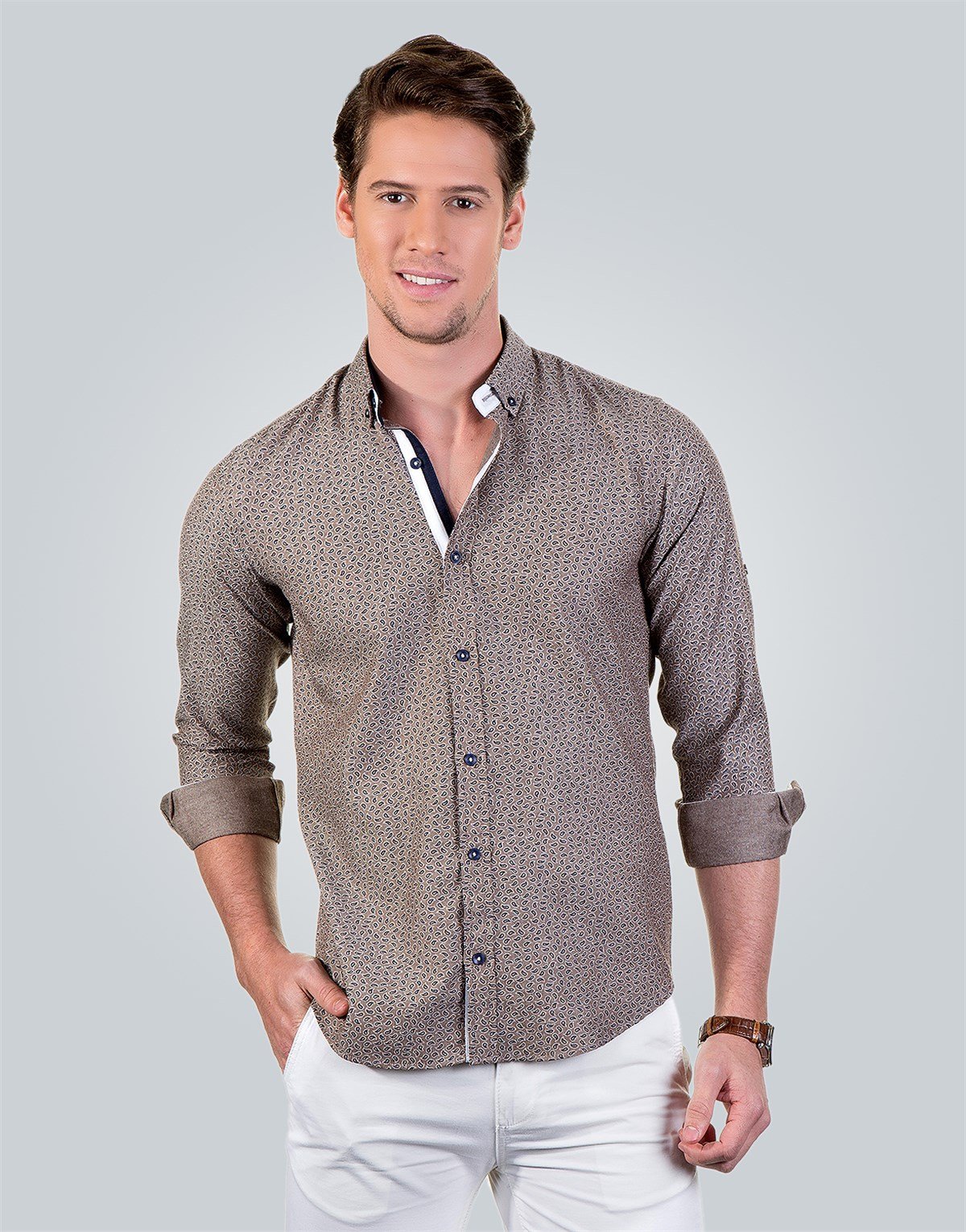 SLIM FIT LONG SLV OLD   GÖMLEK SLIM FIT PRINTED - SIMPLE