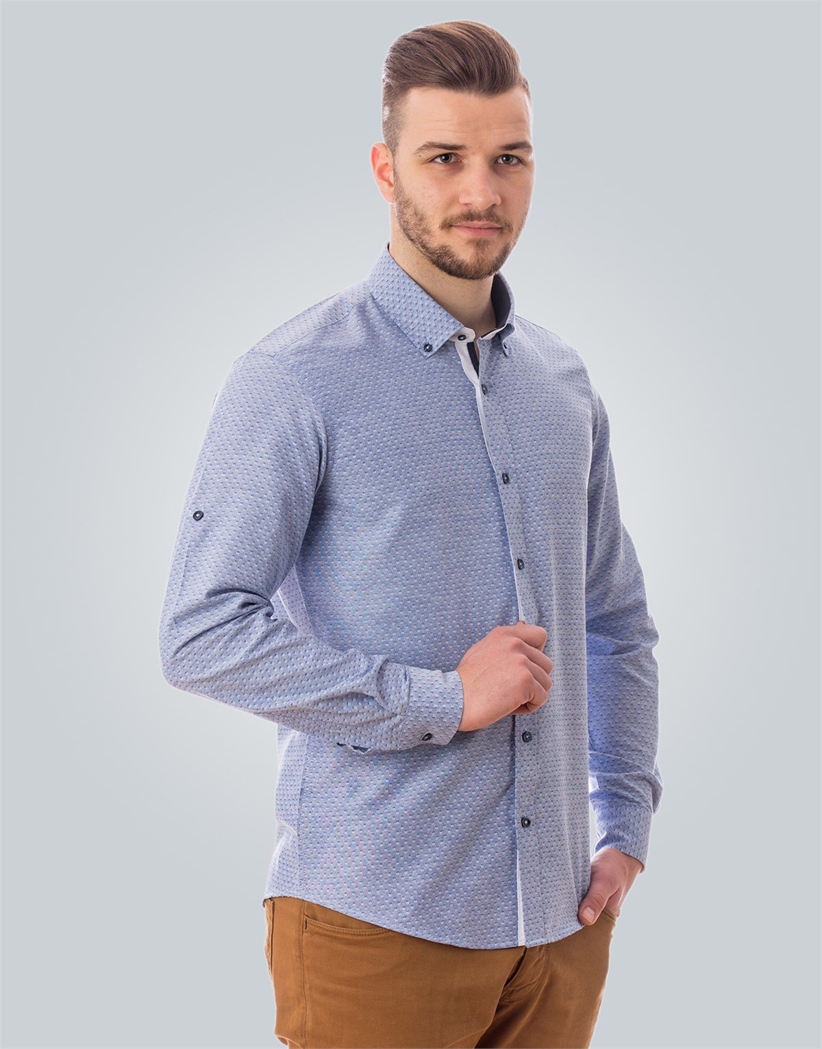 SLIM FIT LONG SLV OLD   GÖMLEK SLIM FIT PRINTED - SIMPLE