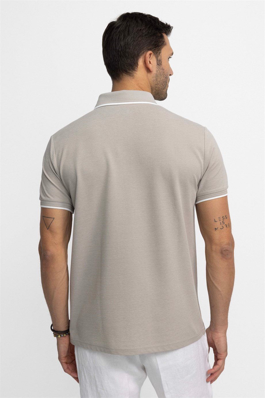 Erkek Polo Yaka Klasik Fit Gizli Düğme Pamuklu Tişört