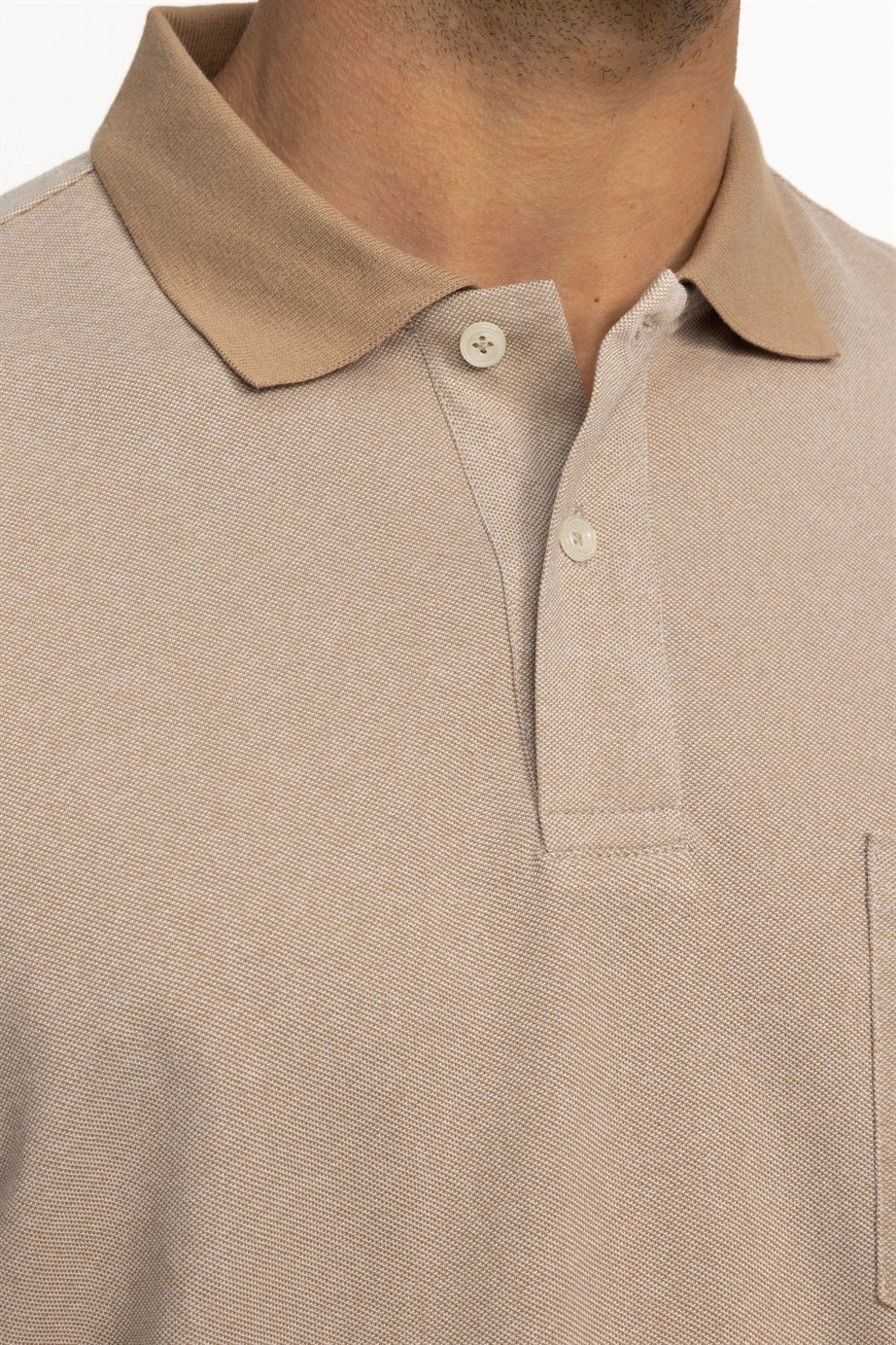 Erkek Polo Yaka Klasik Fit Düz Pamuklu Cepli Pike Tişört