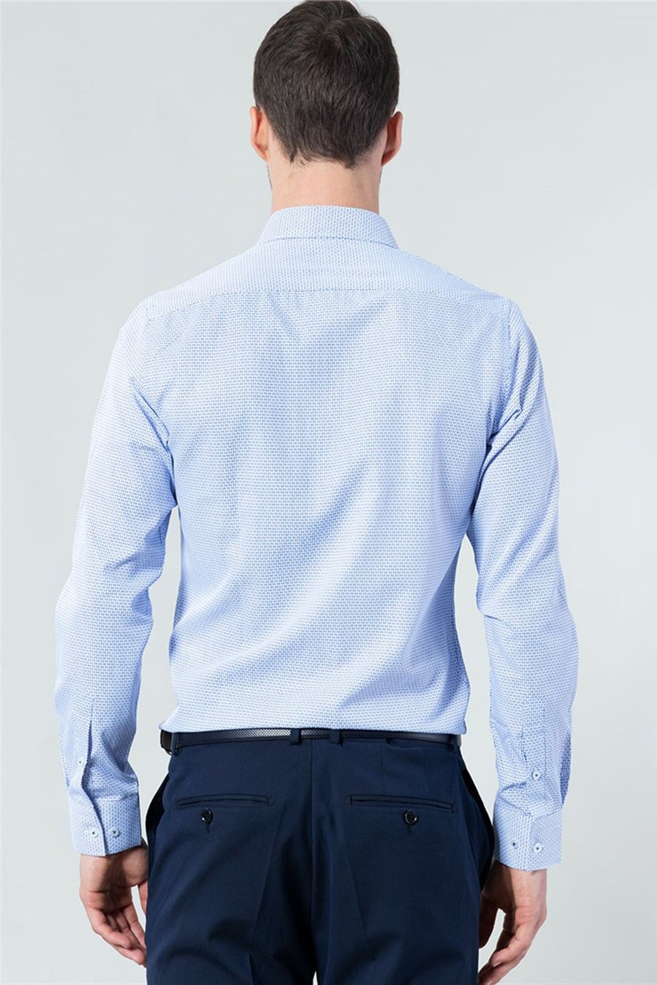 Slim Fit Dar Kesim Desenli Erkek Gömlek