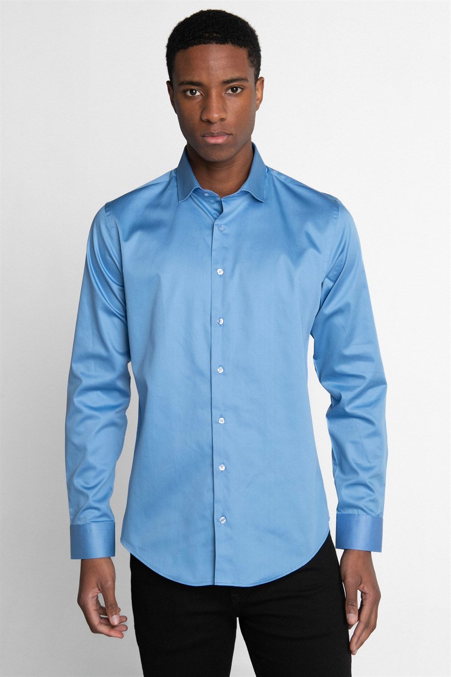 Slim Fit Koton Saten Premium Seri Erkek Gömlek