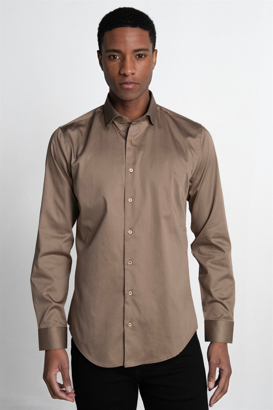 Slim Fit Koton Saten Premium Seri Erkek Gömlek