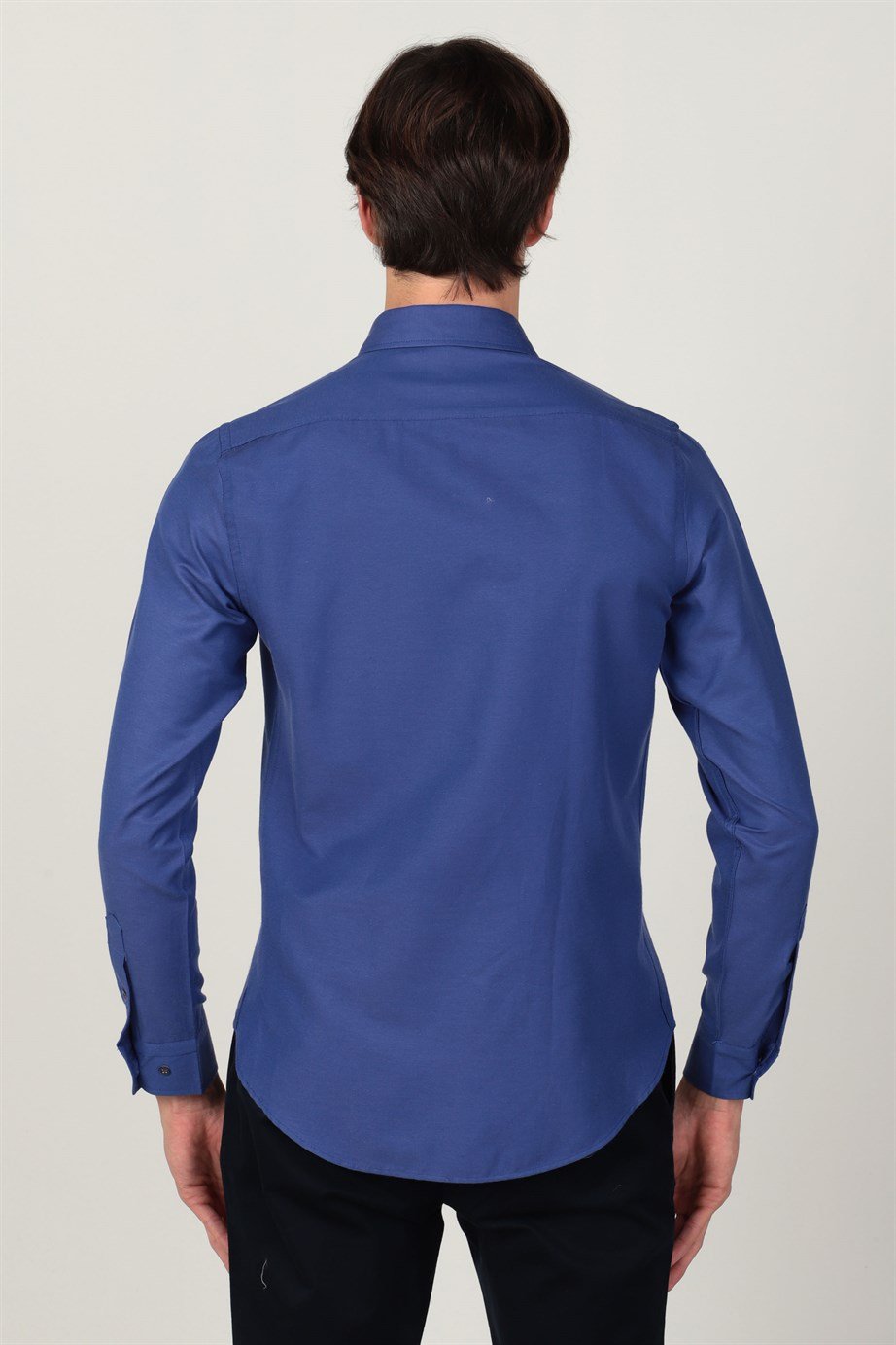 Slim Fit Uzun Kol Yaka Düğmeli Yaka İçi Biyeli Erkek Gömlek